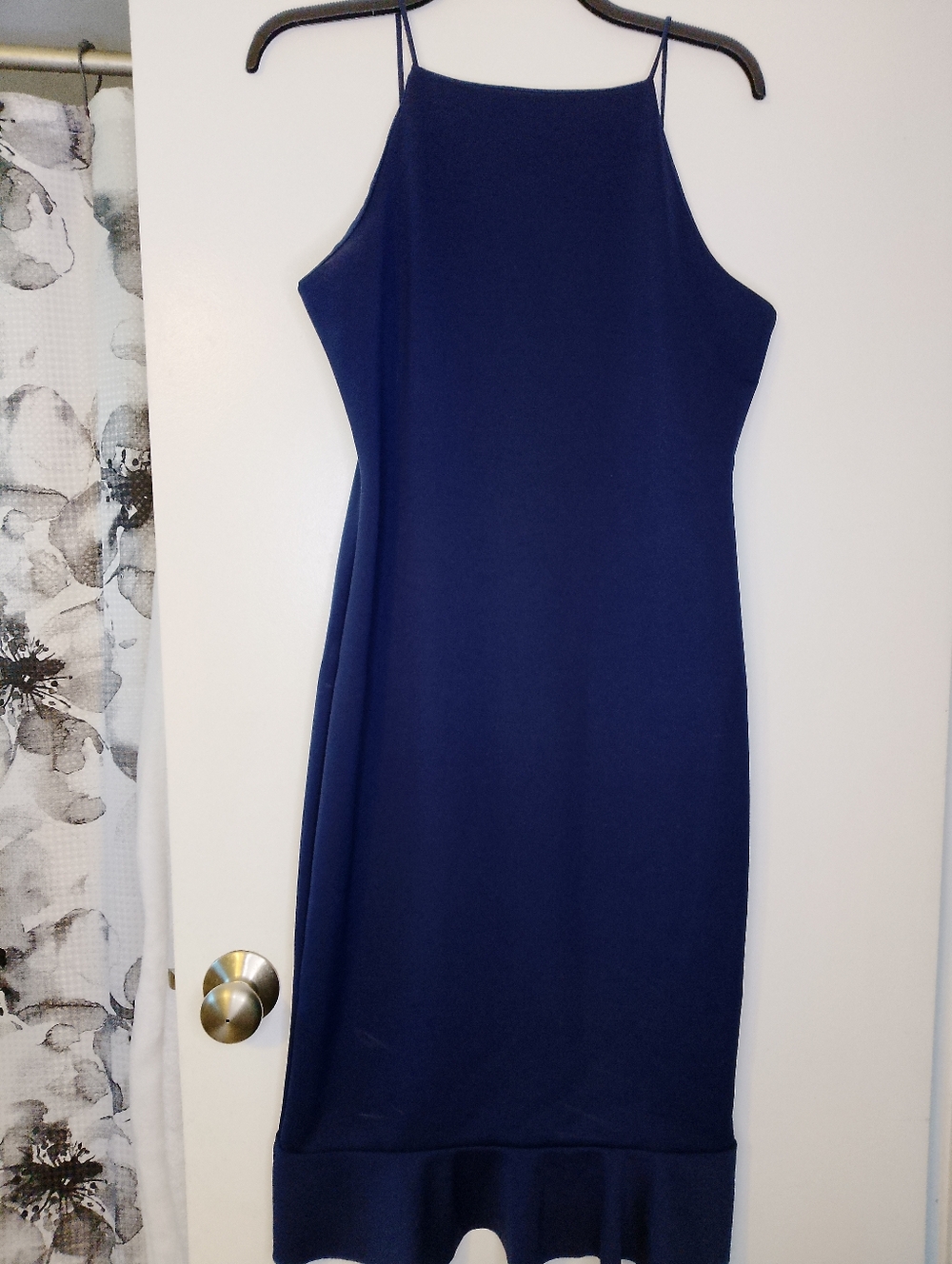 Missguided Navy Spaghetti Strap Midi Dress